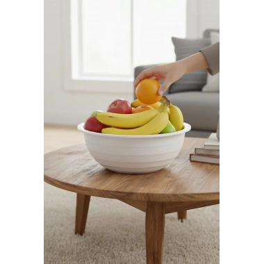 2,5 Lt Beyaz Akrilik Servis Kasesi & Karıştırma Kabı