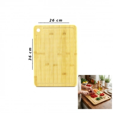26X36X1.8CM AHŞAP BAMBU KESİM PANOSU - KESME TAHTASI (5468)