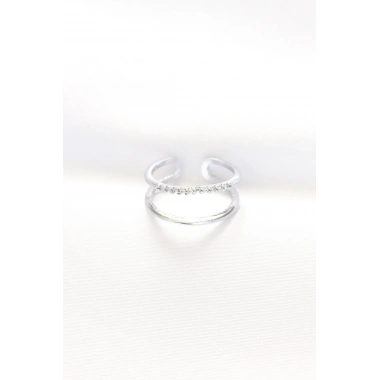 2li Görünümlü Su Yolu Tasarımlı Silver Renk Ayarlanabilir Yüzük
