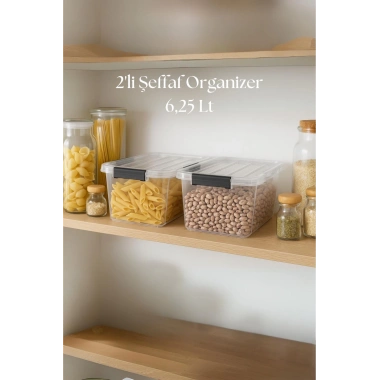 2’li Şeffaf Saklama Kutusu & Düzenleme Kutusu 6,25 Lt