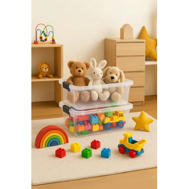 2’li Şeffaf Saklama Kutusu & Düzenleme Kutusu & Oyuncak Kutusu 34 Lt