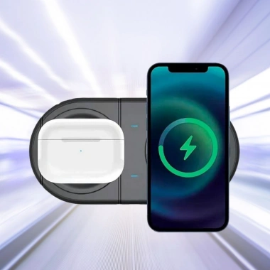 2si 1arada Kablosuz Saat,Kulaklık ve Telefon Hızlı Şarj Etme Aparatı (5468)