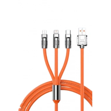 3 İn 1 Süper Hızlı Şarj Kablosu Android ve İOS Uyumlu Silikon Şarj Kablosu