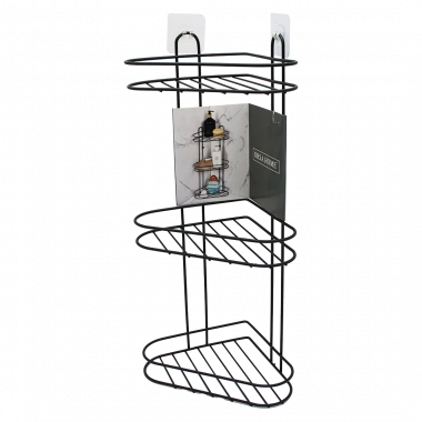 3 KATLI  SİYAH METAL KÖŞE RAFI (5468)