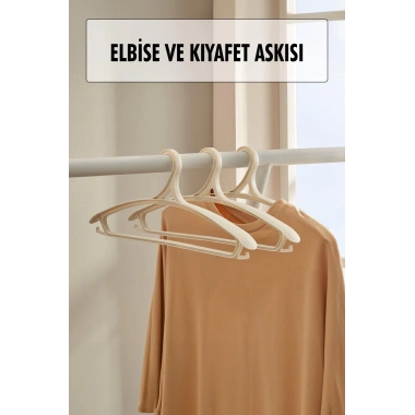 3 Lü Geniş Kıyafet Ve Elbise Askısı Beyaz 43 Cm ASKI
