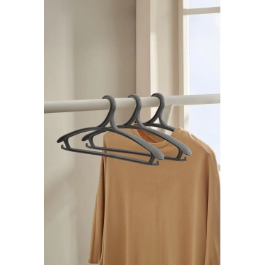 3 Lü Geniş Kıyafet Ve Elbise Askısı Füme 43 Cm