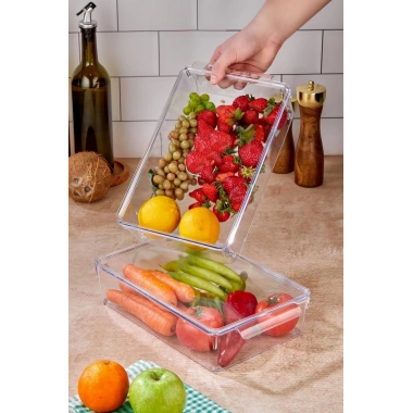 3 Lü Kapaklı Buzdolabı Organizeri & Buzdolabı Düzenleyici 3 lt