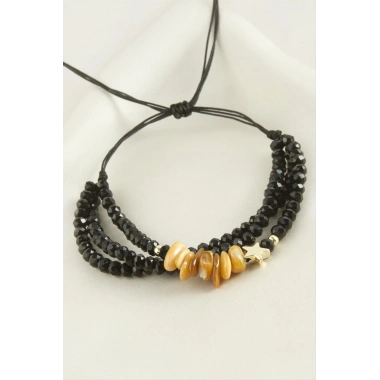 3lü Kırık Doğaltaş Kristal Zincirli Bileklik