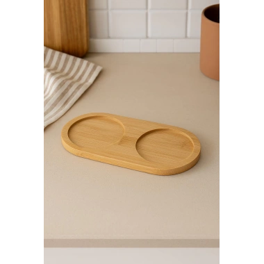 3 Parça Bambu Altlıklı Sabunluk ve Temizlik Fırça Seti