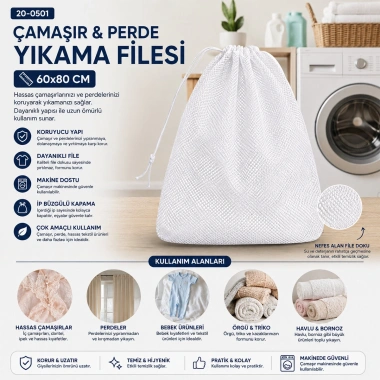 30 ADET 60X80CM ÇAMAŞIR - PERDE YIKAMA FİLESİ (5468)