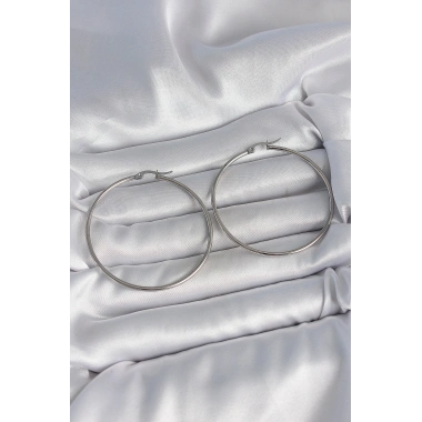 316 Çelik Gümüş Renk 53 mm Halka Model Kadın Küpe