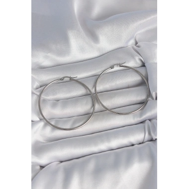 316 Çelik Gümüş Renk 53 mm Halka Model Kadın Küpe