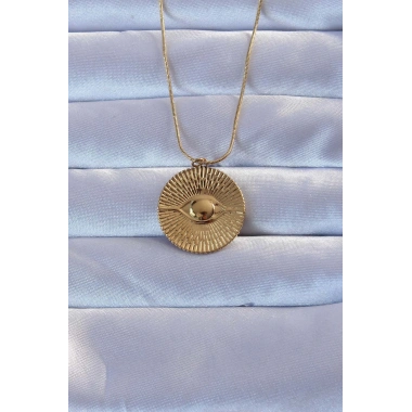 316L Altın Renk İşlemeli Göz Kolye