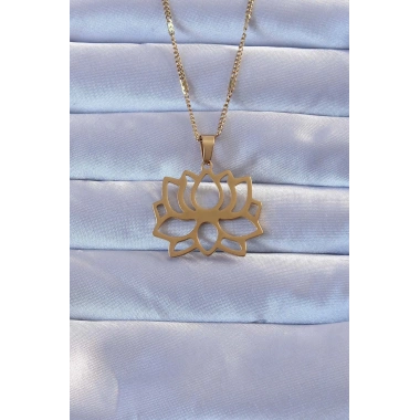 316L Altın Renk Lotus Kolye