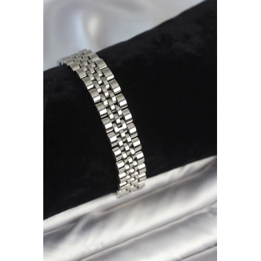 316L Çelik 12 mm Kalınlıkta Gümüş Renkli Erkek Bileklik