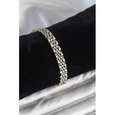 316L Çelik 7 mm Kalınlıkta Gümüş Renkli Erkek Bileklik