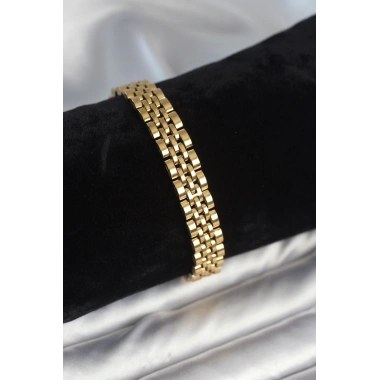 316L Çelik 9 mm Kalınlıkta Gold Renkli Erkek Bileklik