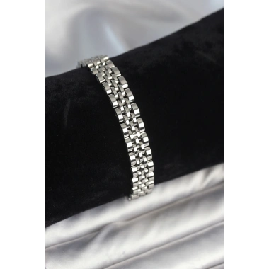 316L Çelik 9 mm Kalınlıkta Gümüş Renkli Erkek Bileklik