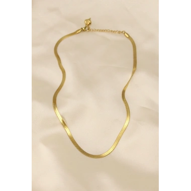 316L Çelik Altın Renk 45 cm İtalyan Zincir Model Kadın Kolye
