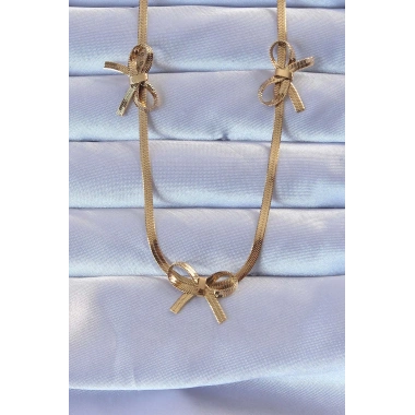 316L Çelik Altın Renk İtalyan Zincirli Fiyonk Kolye