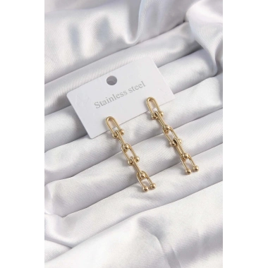 316L Çelik Altın Renk Sallantılı Model Küpe