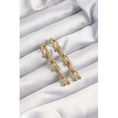 316L Çelik Altın Renk Sallantılı Model Küpe