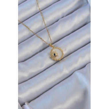 316L Çelik Altın Renk Zirkon Taşlı Mineli Kutup Yıldızı Kolye