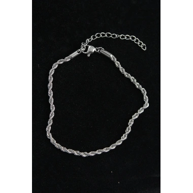 316L Çelik Burgu Model Gümüş Renk Erkek Bileklik