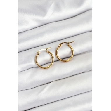 316L Çelik Gold Renk 15 mm Halka Kadın Küpe