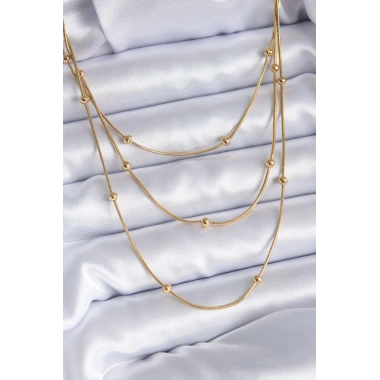 316L Çelik Gold Renk 3lü Minimal Toplu Kadın Kolye