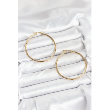 316L Çelik Gold Renk 45 mm Halka Kadın Küpe