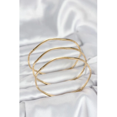 316L Çelik Gold Renk 65 mm Ajda Zikzak Model 3lü Kadın Bileklik