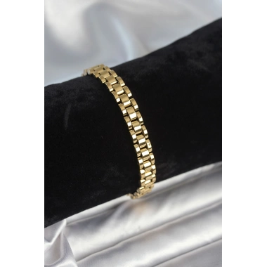 316L Çelik Gold Renk 7 mm Kalınlık Erkek Bileklik