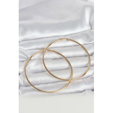 316L Çelik Gold Renk 70 mm Kadın Halka Küpe