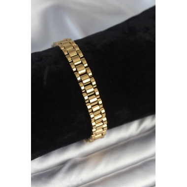 316L Çelik Gold Renk 9 mm Kalınlık Erkek Bileklik