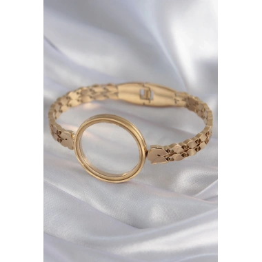 316L Çelik Gold Renk Arpa İşleme Açılabilir Fanus Model Kadın Kelepçe