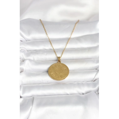 316L Çelik Gold Renk Ayetel Kürsi Yazılı Kolye