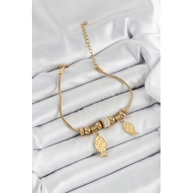 316L Çelik Gold Renk Balık Model Kadın Bileklik
