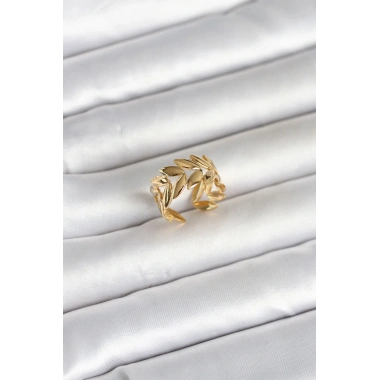316L Çelik Gold Renk Başak Figür Kadın Yüzük