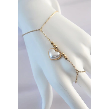 316L Çelik Gold Renk Beyaz Bubble Kalp Tasarımlı Şahmeran