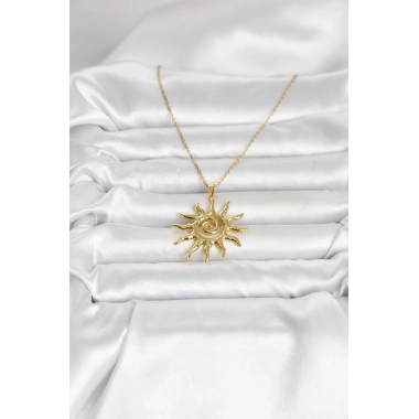 316L Çelik Gold Renk Bohem Güneş Model Kadın Kolye