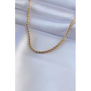 316L Çelik Gold Renk Burgu Model 45 cm Kadın Kolye