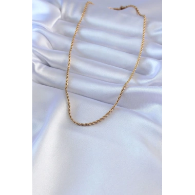 316L Çelik Gold Renk Burgu Model 45 cm Kadın Kolye