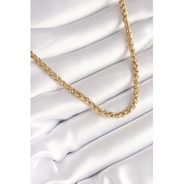 316L Çelik Gold Renk Burgu Zincir Model Kadın Kolye