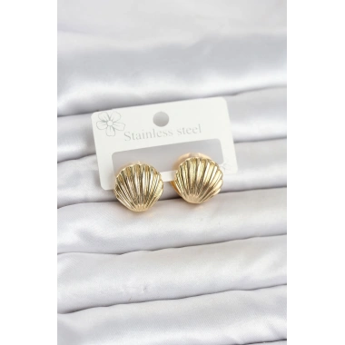 316L Çelik Gold Renk Deniz Kabuğu Model Kadın Küpe