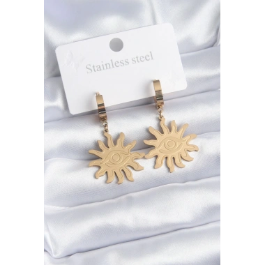 316L Çelik Gold Renk Güneş Model Göz İşleme Kadın Küpe