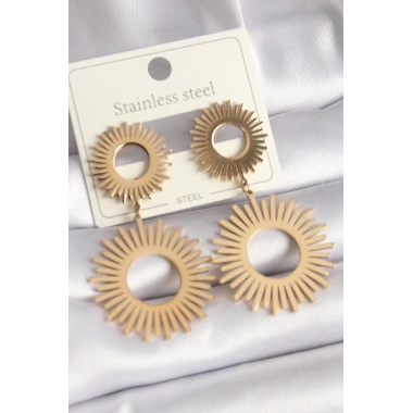 316L Çelik Gold Renk Güneş Model Kadın Küpe