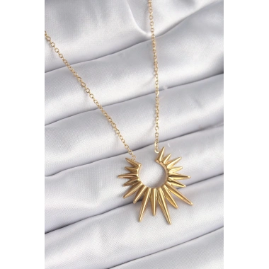316L Çelik Gold Renk Güneş Model Vintage Kadın Kolye