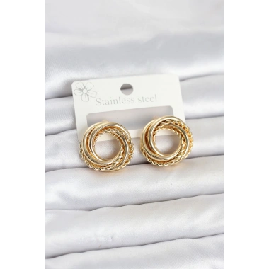 316L Çelik Gold Renk Halka Model Asorti Kadın Küpe