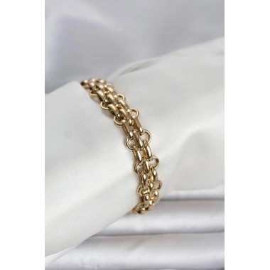316L Çelik Gold Renk Hasır Zincir Model Kadın Bileklik